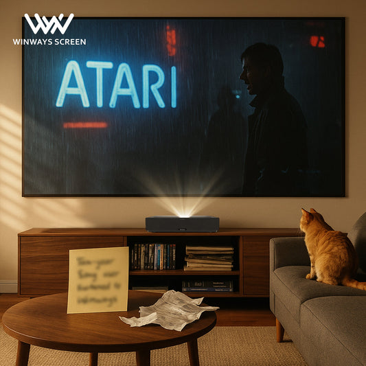 Winways 120-inch ALR Fresnel screen installed in an Australian home theater