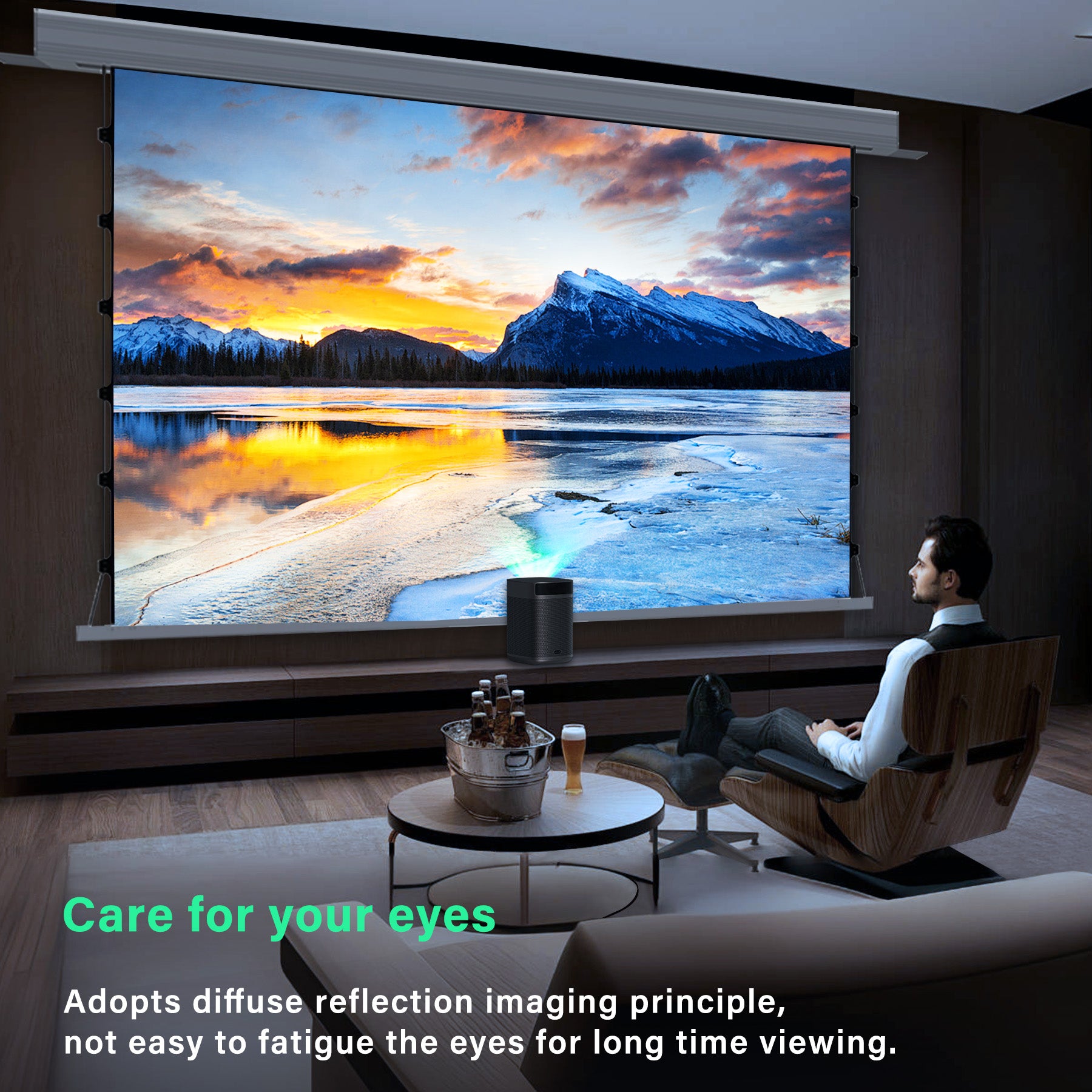 Winways UST Throw ALR 120'' Electric Lenticular Ceiling Tab-Tension Screen - Formovies