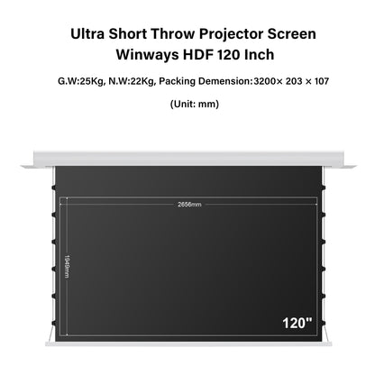 Winways UST Throw ALR 120'' Electric Lenticular Ceiling Tab-Tension Screen - Formovies